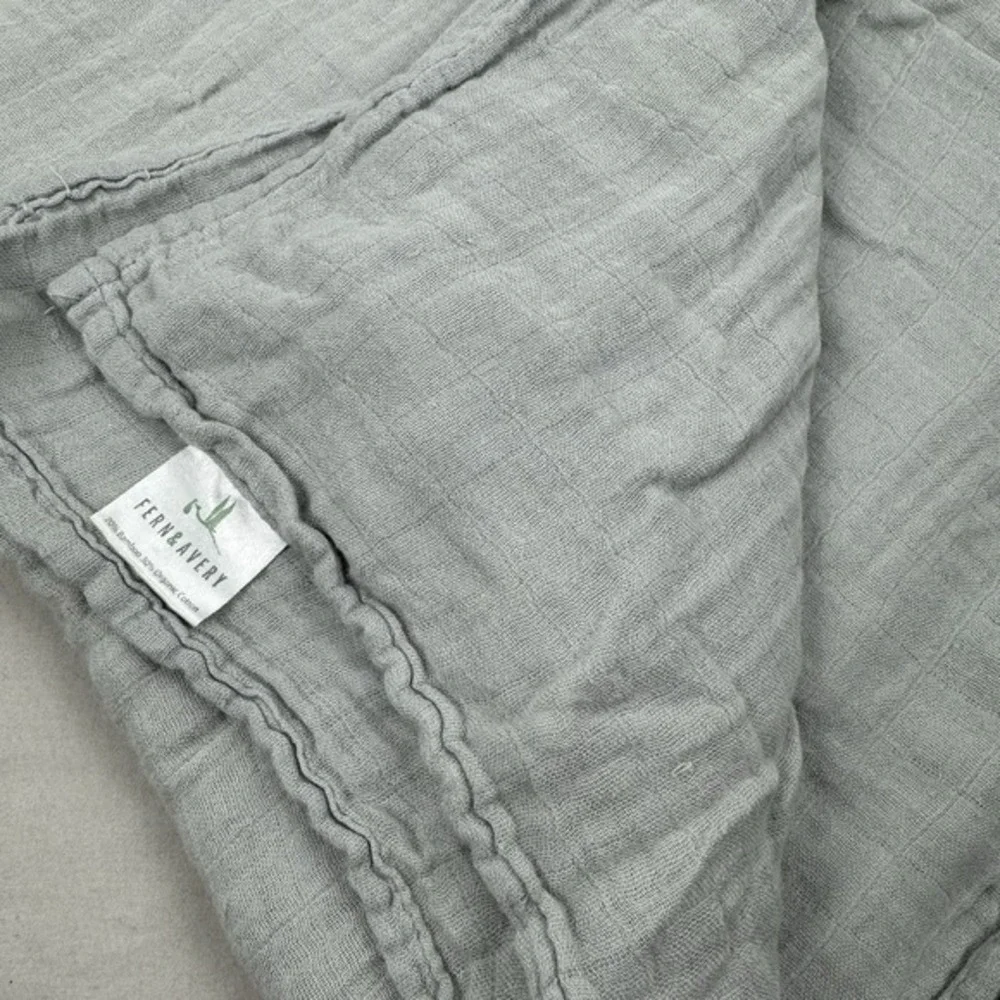 FERN & AVERY Baby Infant Swaddle Blanket‎ Bamboo Organic Cotton Gray - 47 x 47